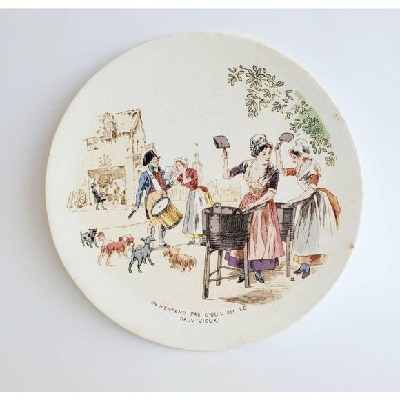 Very Rare Antique French Sarreguemines Plate - Picture 1 of 10